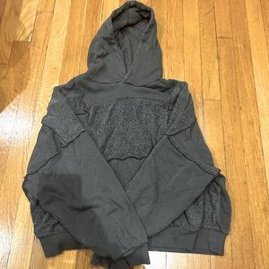 aerie grey sherpa patchwork hoodie